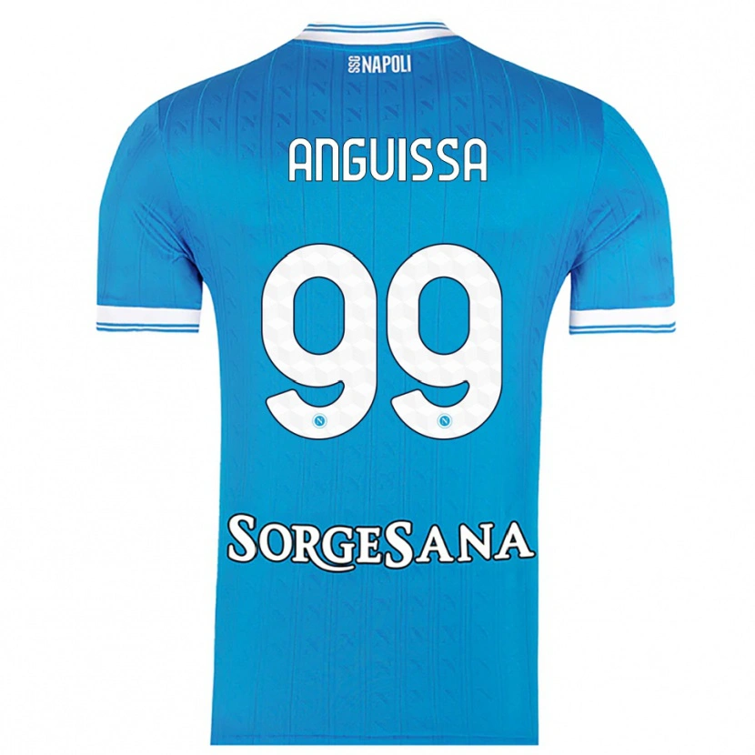 Danxen Criança Camisola Frank Anguissa #99 Azul Celeste Branco Principal 2025/26 Camisa