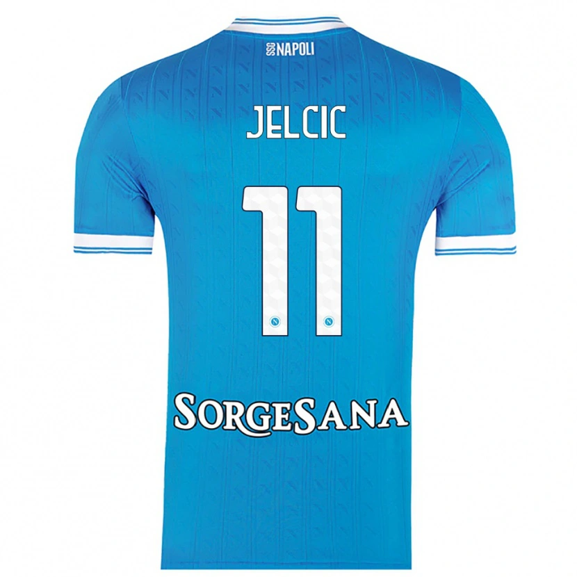 Danxen Criança Camisola Maja Jelčić #11 Azul Celeste Branco Principal 2025/26 Camisa