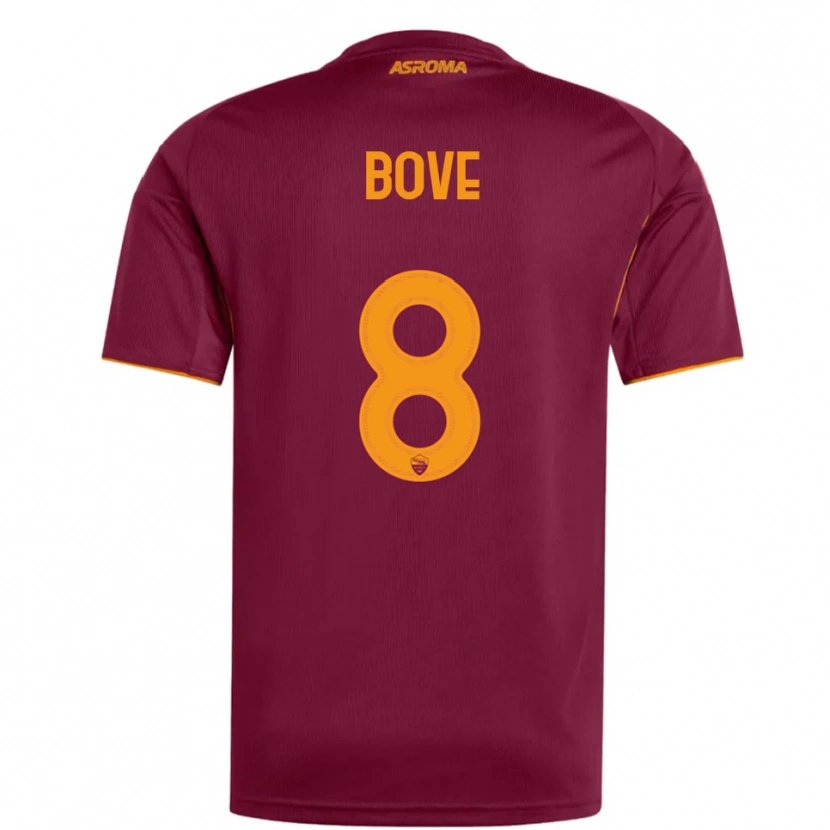 Danxen Criança Camisola Edoardo Bove #8 Borgonha Laranja Principal 2025/26 Camisa