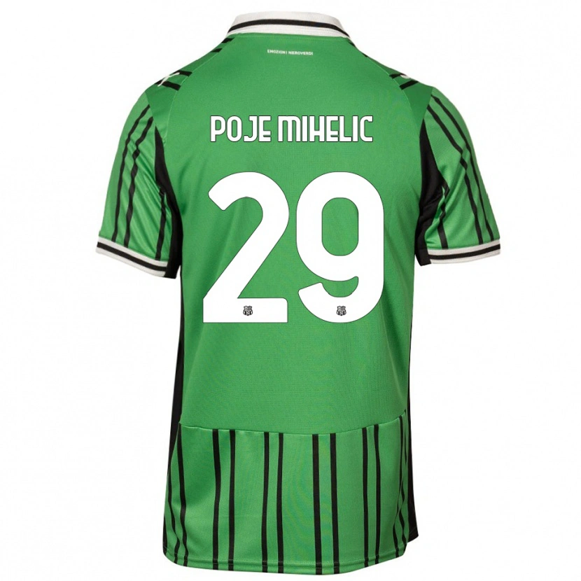 Danxen Criança Camisola Naja Poje Mihelič #29 Verde Preto Principal 2025/26 Camisa