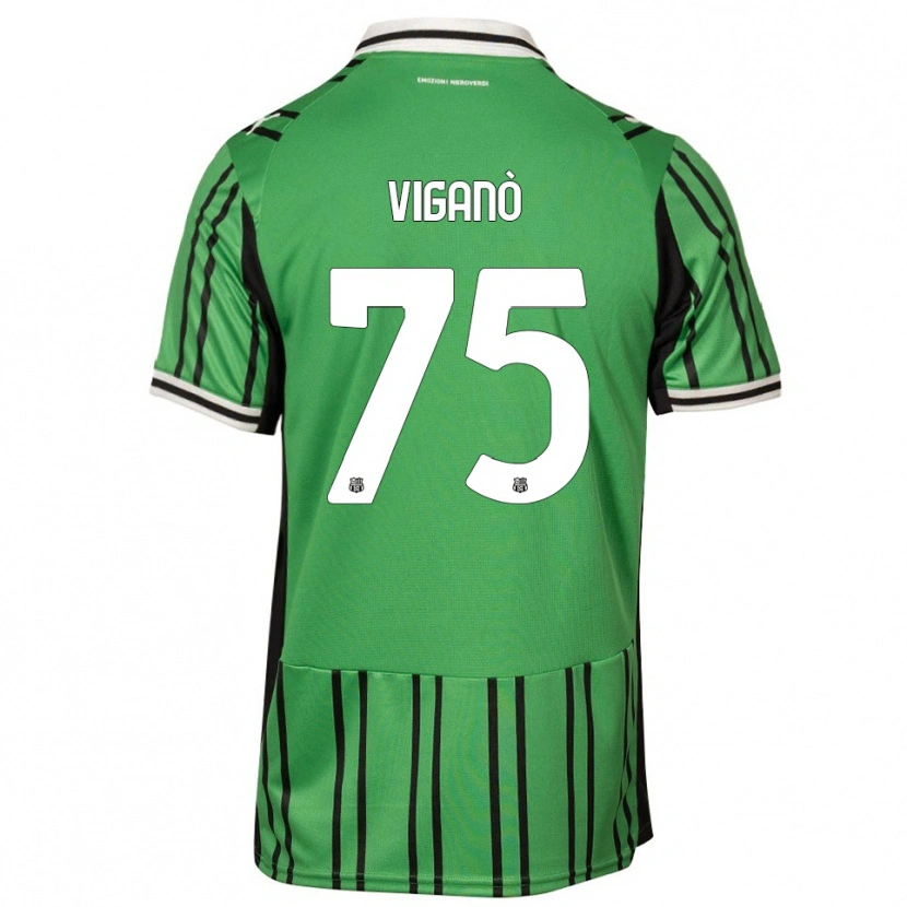 Danxen Criança Camisola Lorenzo Viganò #75 Verde Preto Principal 2025/26 Camisa