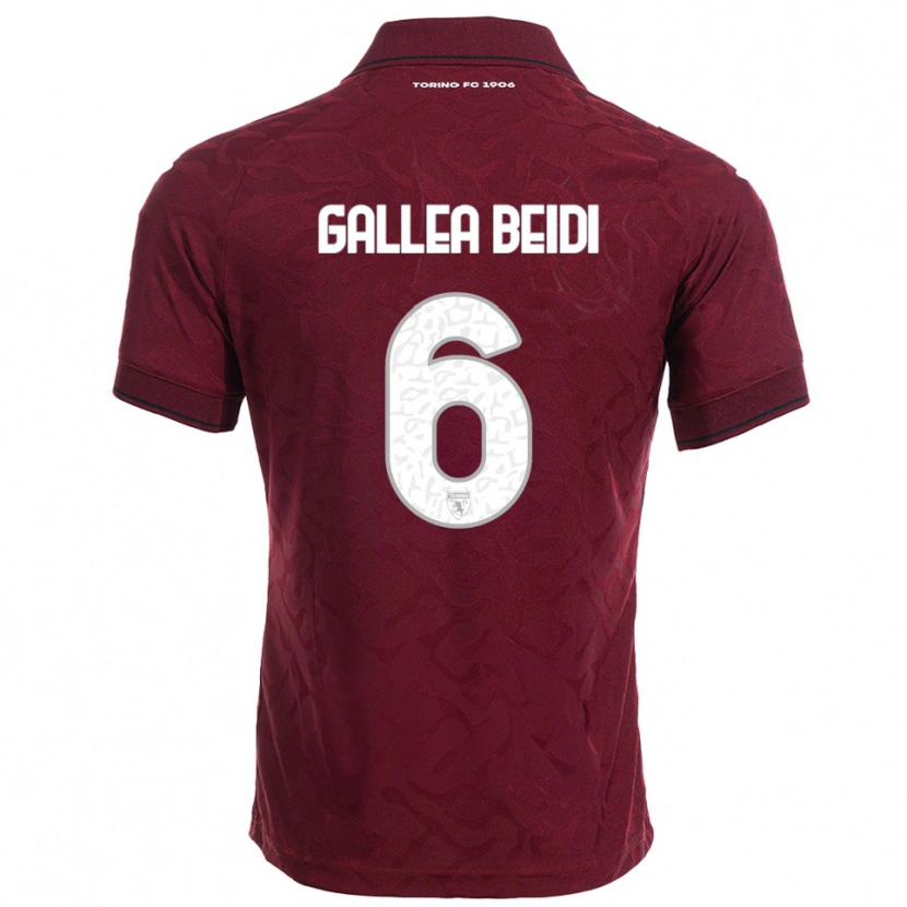 Danxen Criança Camisola Francesco Gallea Beidi #6 Borgonha Branco Principal 2025/26 Camisa