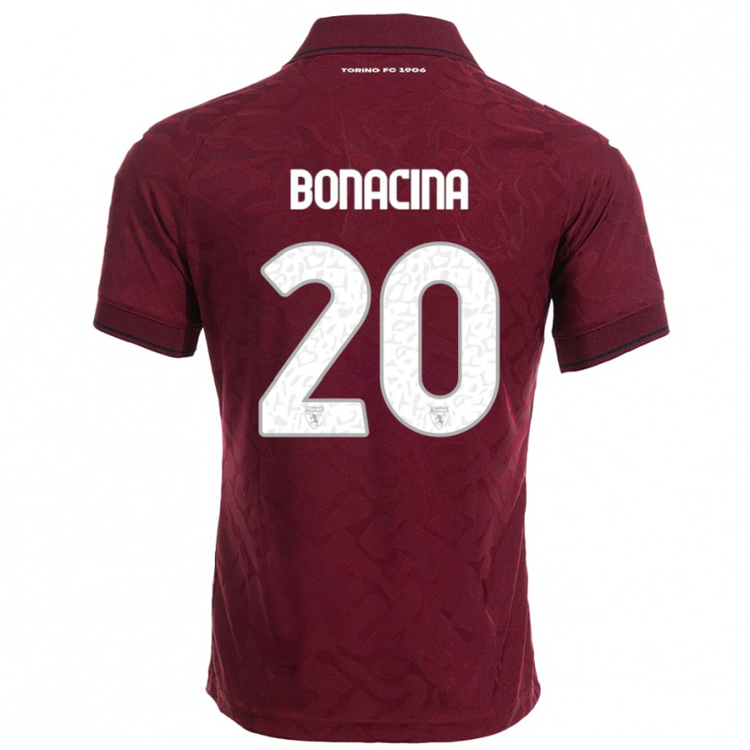Danxen Criança Camisola David Bonacina #20 Borgonha Branco Principal 2025/26 Camisa