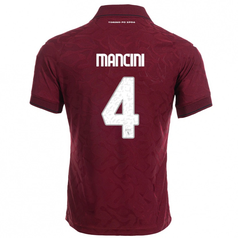Danxen Criança Camisola Luca Mancini #4 Borgonha Branco Principal 2025/26 Camisa