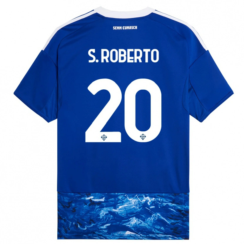 Danxen Criança Camisola Sergi Roberto #20 Azul Branco Principal 2025/26 Camisa