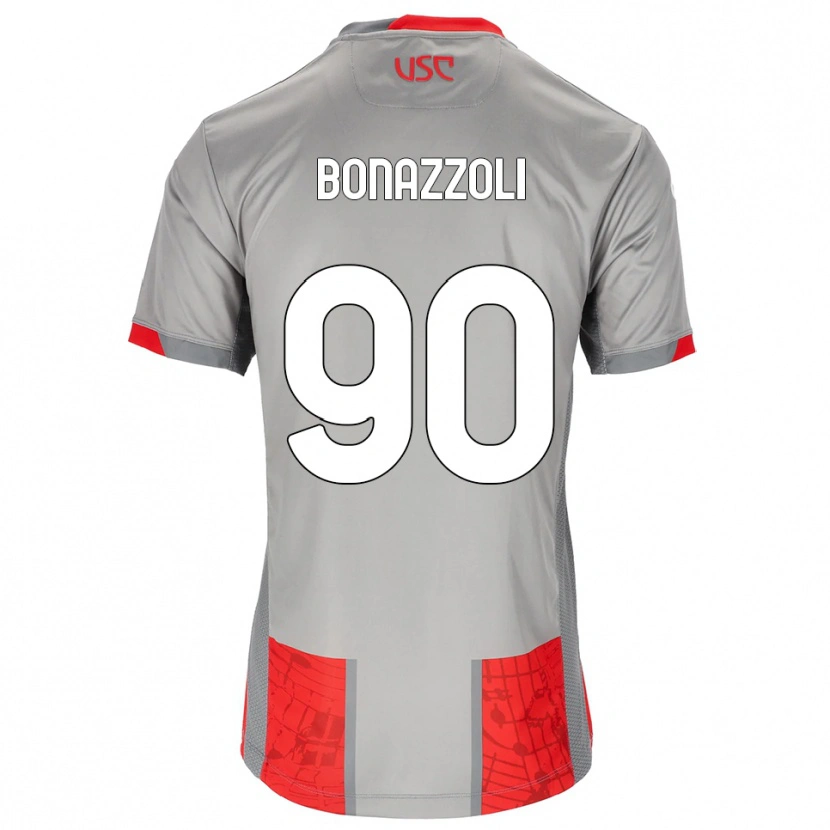 Danxen Criança Camisola Federico Bonazzoli #90 Vermelho Cinza Principal 2025/26 Camisa