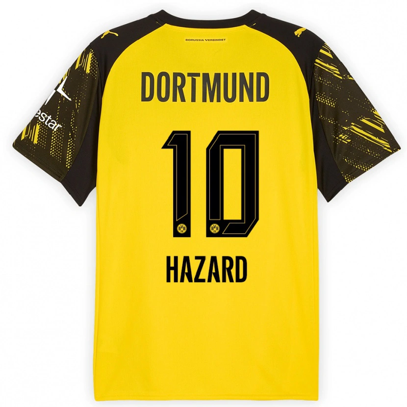 Danxen Criança Camisola Thorgan Hazard #10 Amarelo Preto Principal 2025/26 Camisa