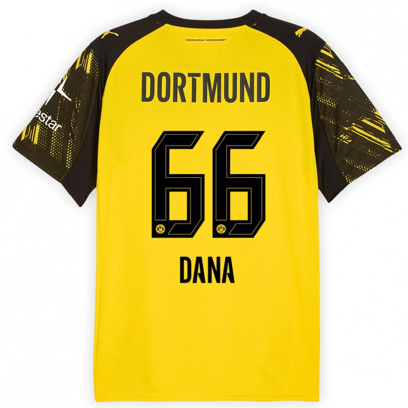 Danxen Criança Camisola Bleckmann Dana #66 Amarelo Preto Principal 2025/26 Camisa