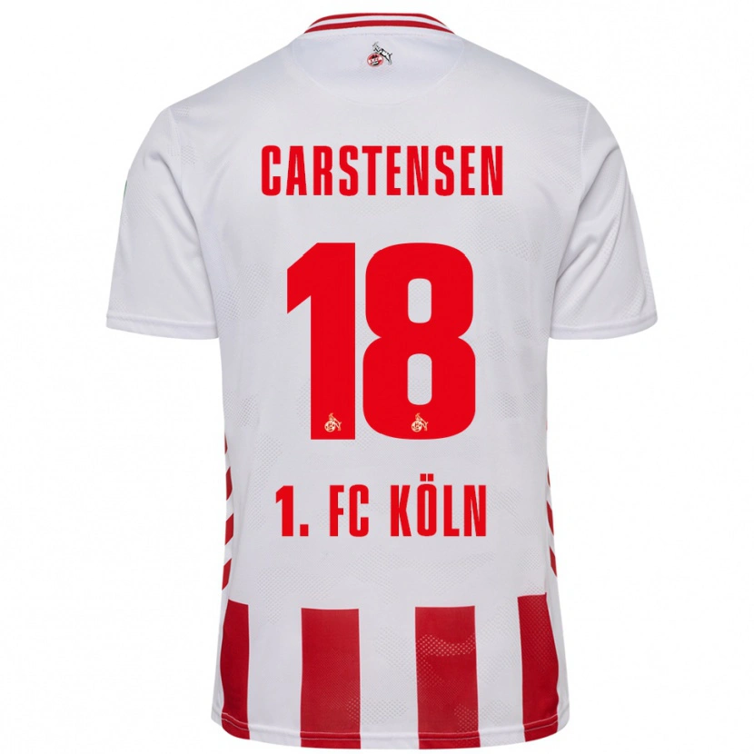 Danxen Criança Camisola Rasmus Carstensen #18 Branco Vermelho Principal 2025/26 Camisa