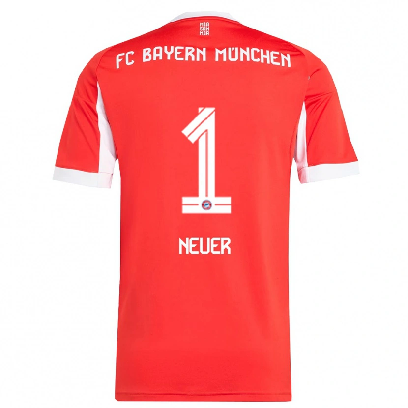 Danxen Criança Camisola Manuel Neuer #1 Vermelho Branco Principal 2025/26 Camisa