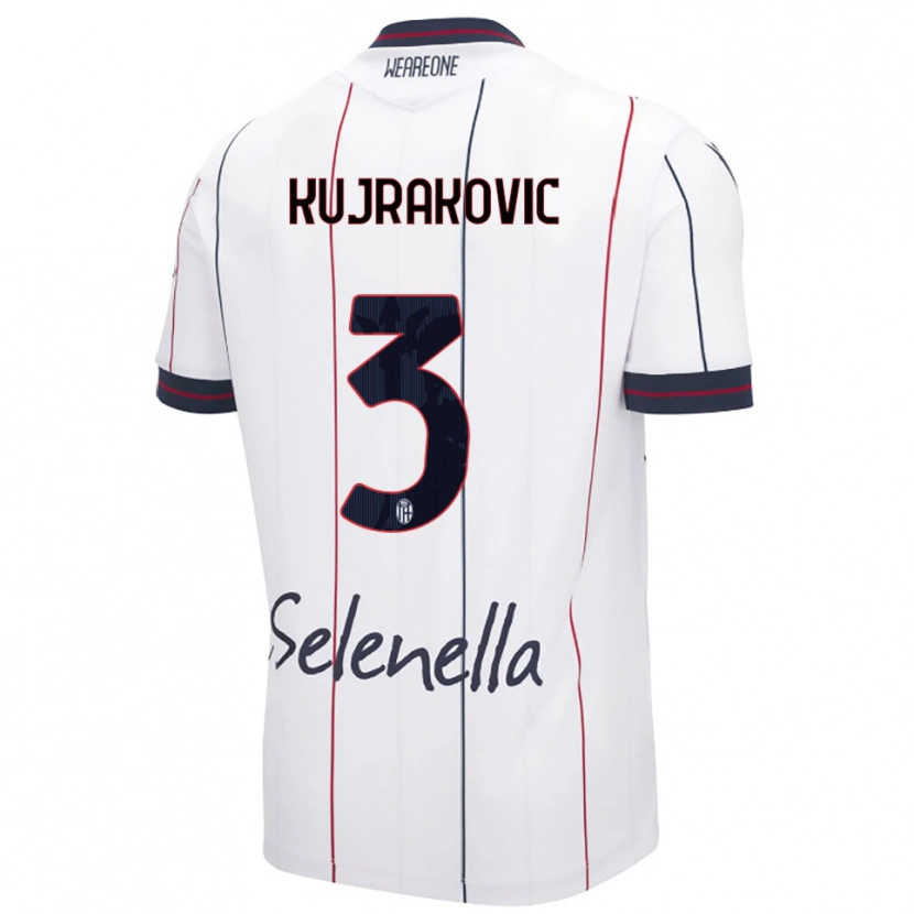 Danxen Criança Camisola Minel Kujrakovic #3 Branco Azul Royal Alternativa 2025/26 Camisa