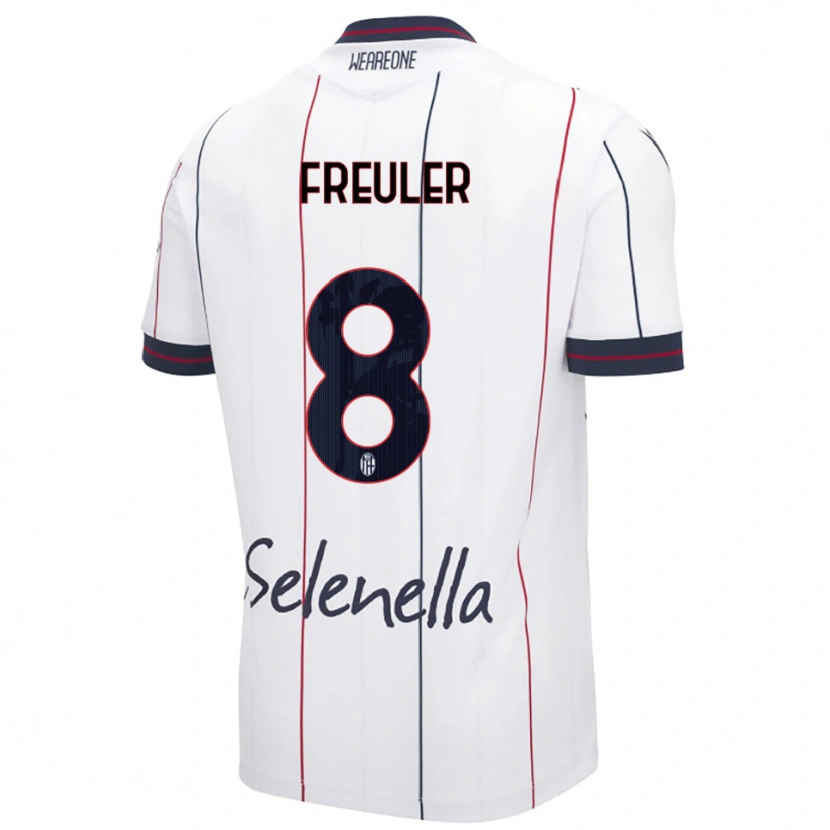 Danxen Criança Camisola Remo Freuler #8 Branco Azul Royal Alternativa 2025/26 Camisa