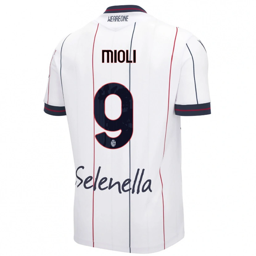 Danxen Criança Camisola Mattia Mioli #9 Branco Azul Royal Alternativa 2025/26 Camisa