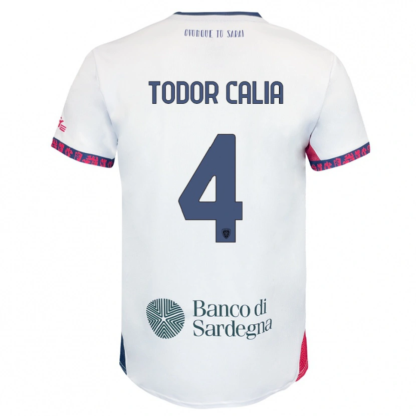 Danxen Criança Camisola Francesco Todor Calia #4 Branco Marinho Vermelho Alternativa 2025/26 Camisa