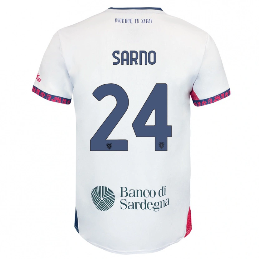 Danxen Criança Camisola Vincenzo Sarno #24 Branco Marinho Vermelho Alternativa 2025/26 Camisa