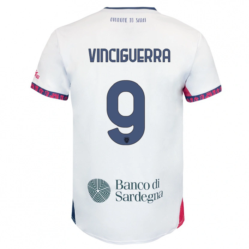 Danxen Criança Camisola Alessandro Vinciguerra #9 Branco Marinho Vermelho Alternativa 2025/26 Camisa