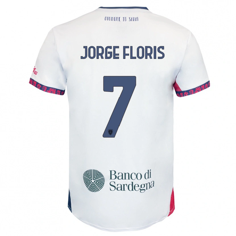 Danxen Criança Camisola Nicolò Jorge Floris #7 Branco Marinho Vermelho Alternativa 2025/26 Camisa