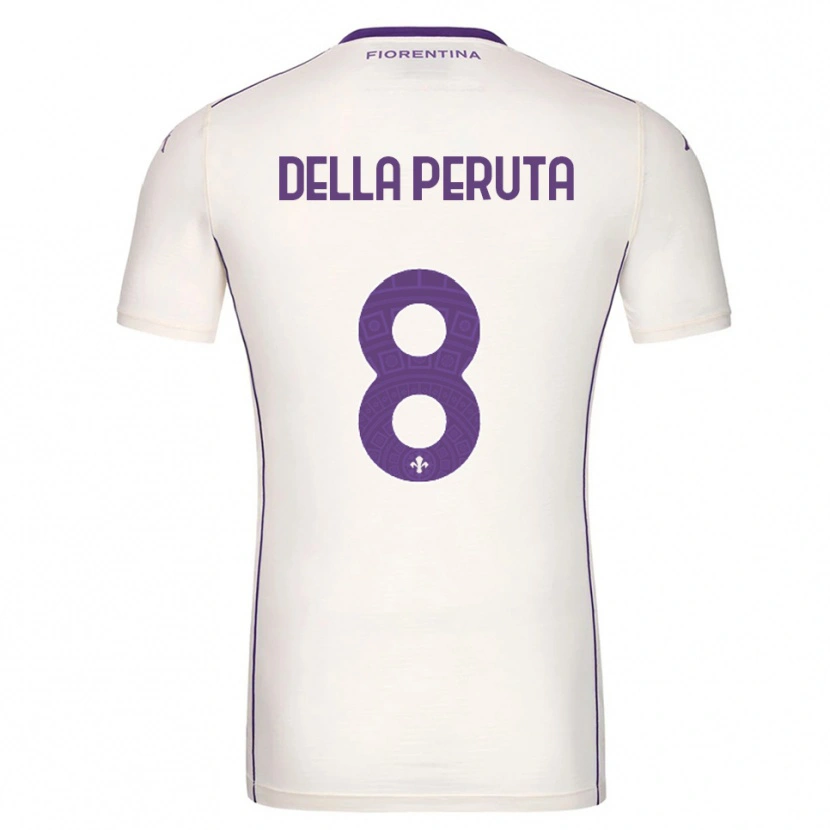 Danxen Criança Camisola Victoria Della Peruta #8 Branco Roxo Vermelho Alternativa 2025/26 Camisa