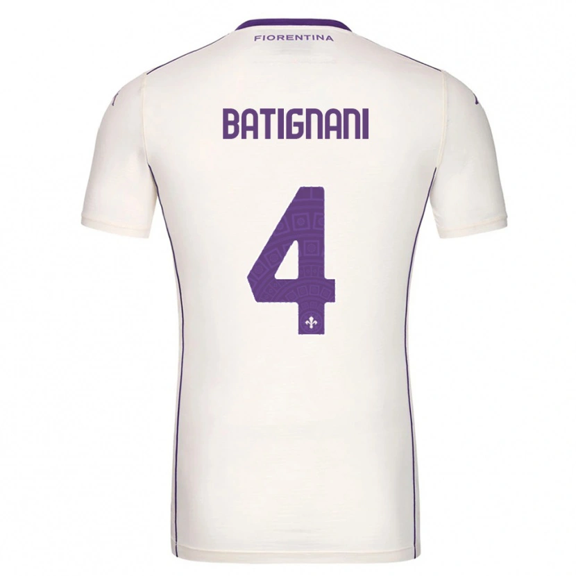 Danxen Criança Camisola Francesco Batignani #4 Branco Roxo Vermelho Alternativa 2025/26 Camisa