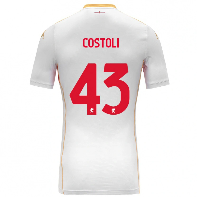 Danxen Criança Camisola Lorenzo Costoli #43 Branco Vermelho Alternativa 2025/26 Camisa