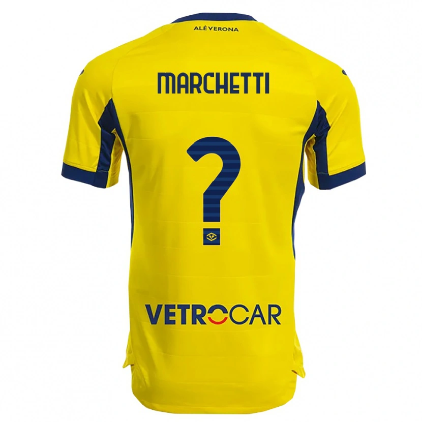 Danxen Criança Camisola Nicolò Marchetti #0 Amarelo Marinho Alternativa 2025/26 Camisa