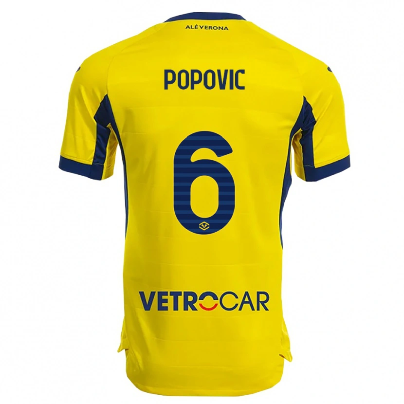 Danxen Criança Camisola Andrej Popovic #6 Amarelo Marinho Alternativa 2025/26 Camisa