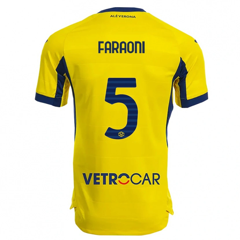Danxen Criança Camisola Davide Faraoni #5 Amarelo Marinho Alternativa 2025/26 Camisa