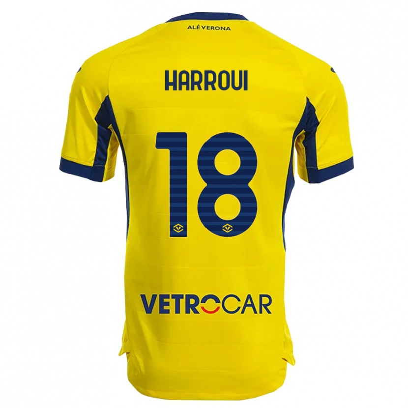 Danxen Criança Camisola Abdou Harroui #18 Amarelo Marinho Alternativa 2025/26 Camisa