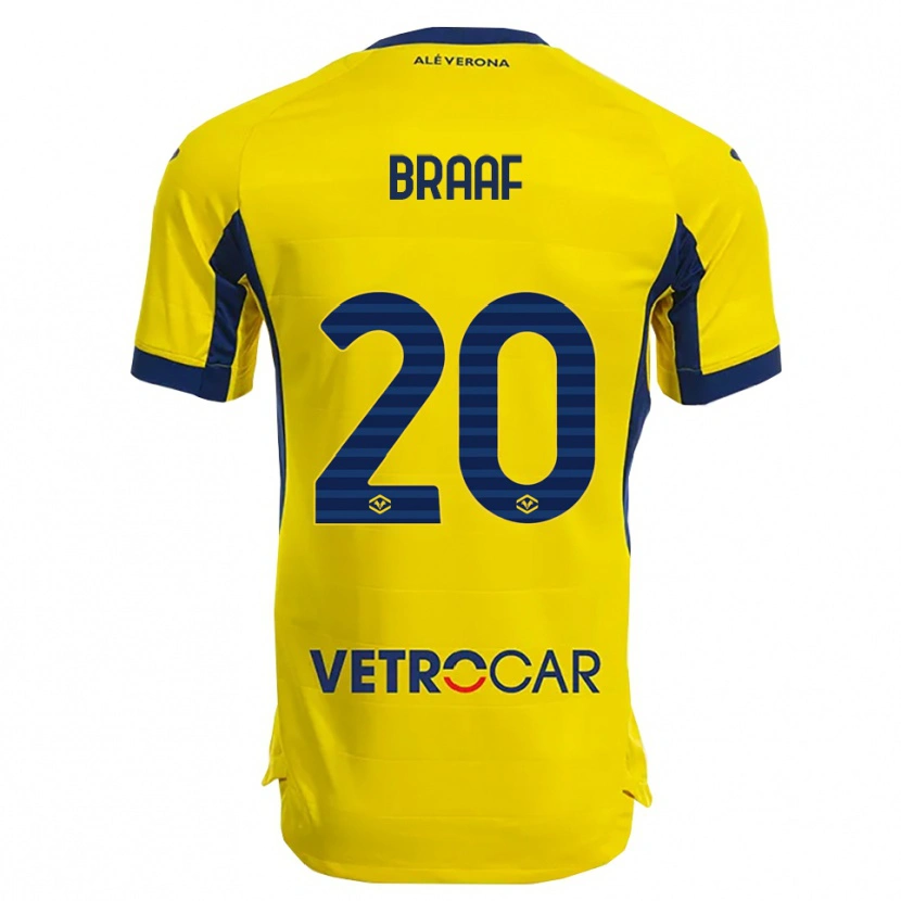 Danxen Criança Camisola Jayden Braaf #20 Amarelo Marinho Alternativa 2025/26 Camisa