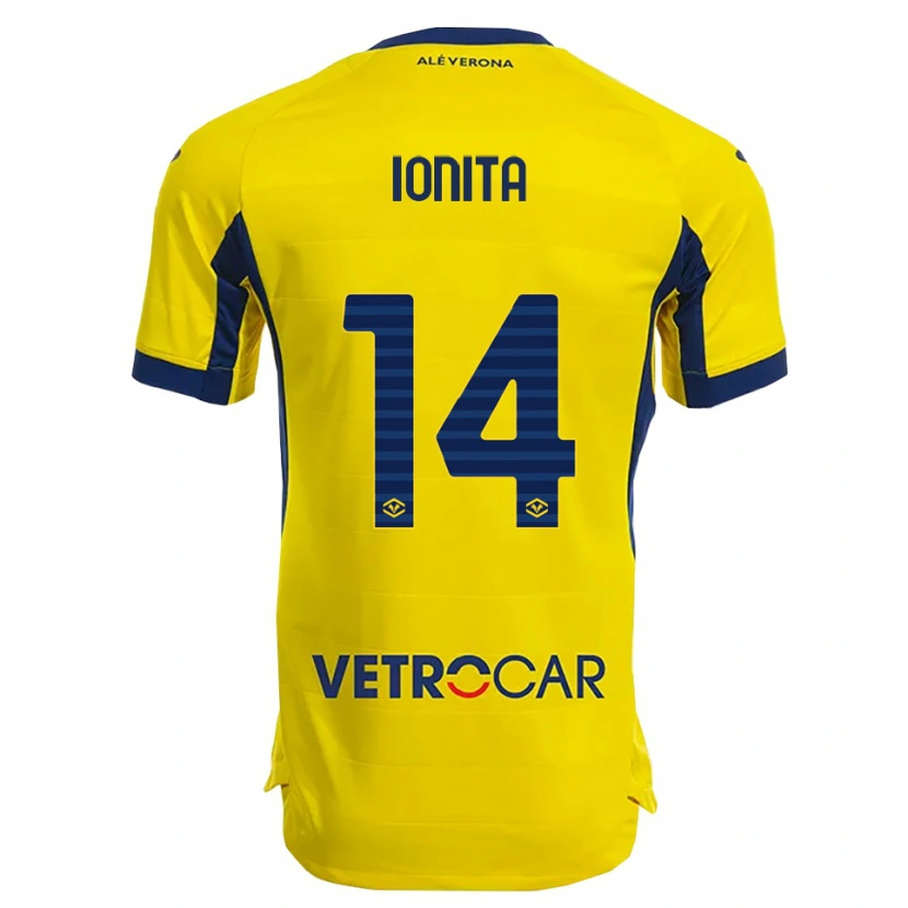 Danxen Criança Camisola Alexandru Ioniță #14 Amarelo Marinho Alternativa 2025/26 Camisa