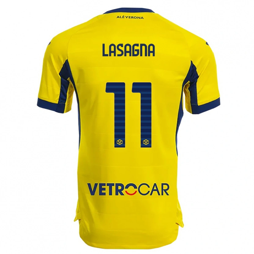 Danxen Criança Camisola Kevin Lasagna #11 Amarelo Marinho Alternativa 2025/26 Camisa