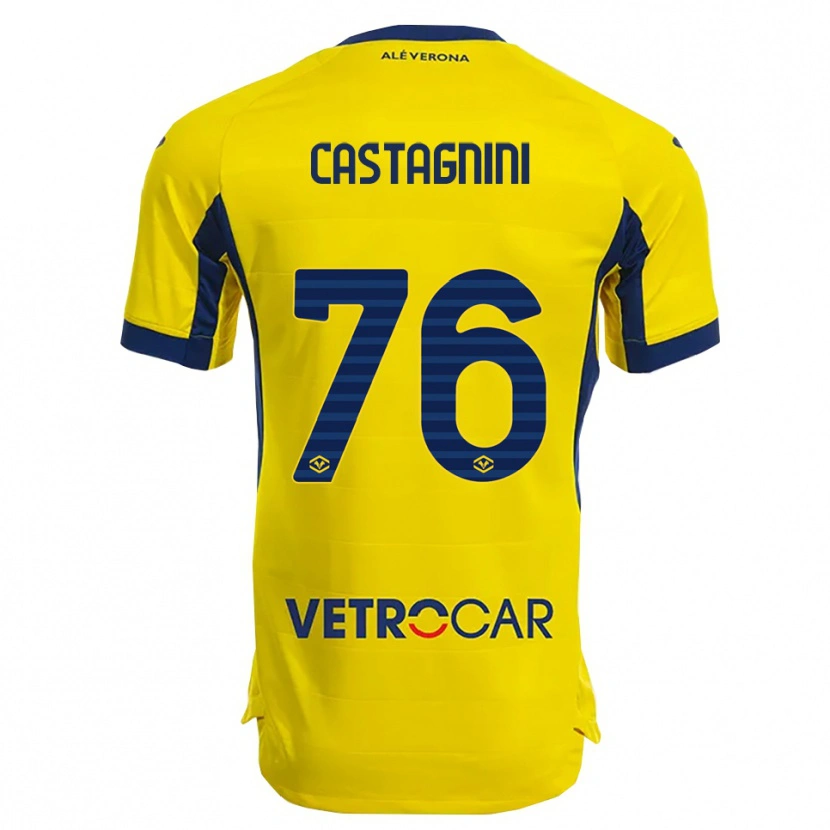 Danxen Criança Camisola Mirko Castagnini #76 Amarelo Marinho Alternativa 2025/26 Camisa