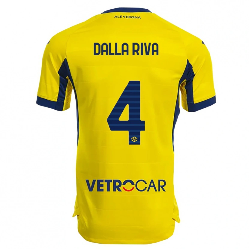 Danxen Criança Camisola Stefano Dalla Riva #4 Amarelo Marinho Alternativa 2025/26 Camisa