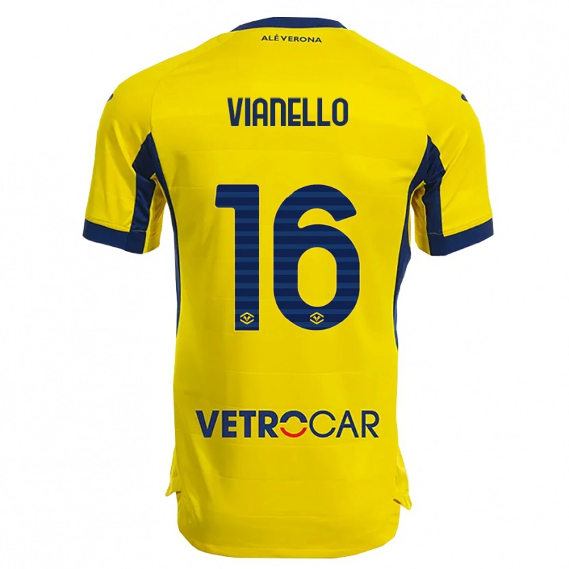 Danxen Criança Camisola Diego Vianello #16 Amarelo Marinho Alternativa 2025/26 Camisa
