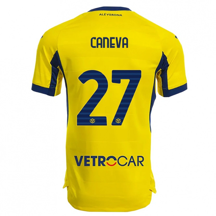 Danxen Criança Camisola Elia Caneva #27 Amarelo Marinho Alternativa 2025/26 Camisa