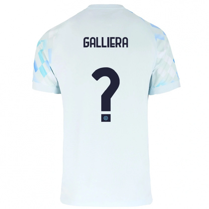 Danxen Criança Camisola Carlo Galliera #0 Branco Azul Alternativa 2025/26 Camisa