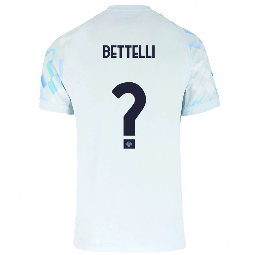 Danxen Criança Camisola Luca Bettelli #0 Branco Azul Alternativa 2025/26 Camisa