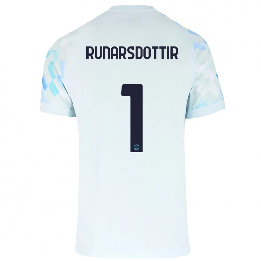 Danxen Criança Camisola Cecilía Rán Rúnarsdóttir #1 Branco Azul Alternativa 2025/26 Camisa