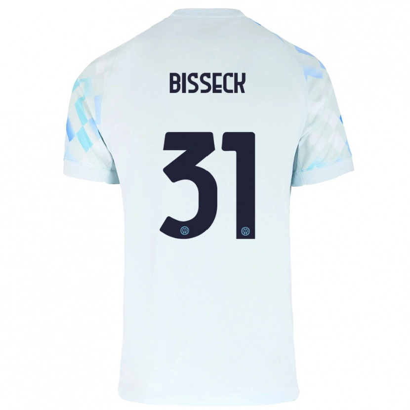Danxen Criança Camisola Yann Bisseck #31 Branco Azul Alternativa 2025/26 Camisa