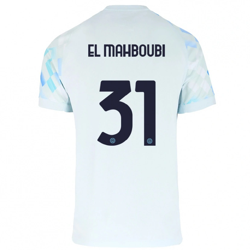 Danxen Criança Camisola Anas El Mahboubi #31 Branco Azul Alternativa 2025/26 Camisa
