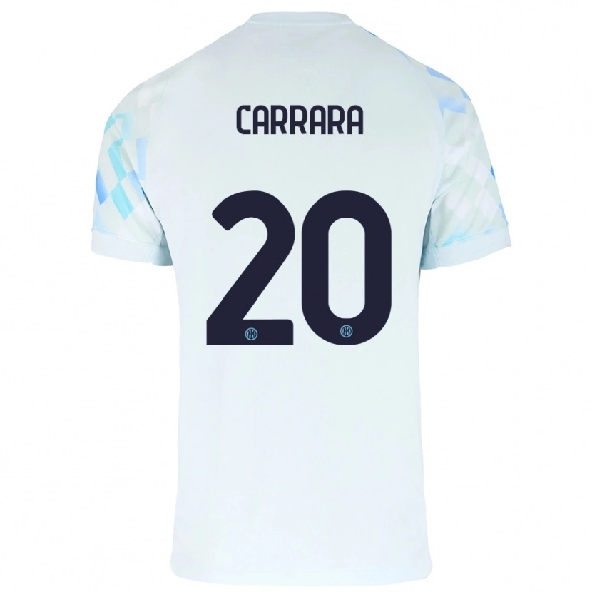 Danxen Criança Camisola Cristian Carrara #20 Branco Azul Alternativa 2025/26 Camisa