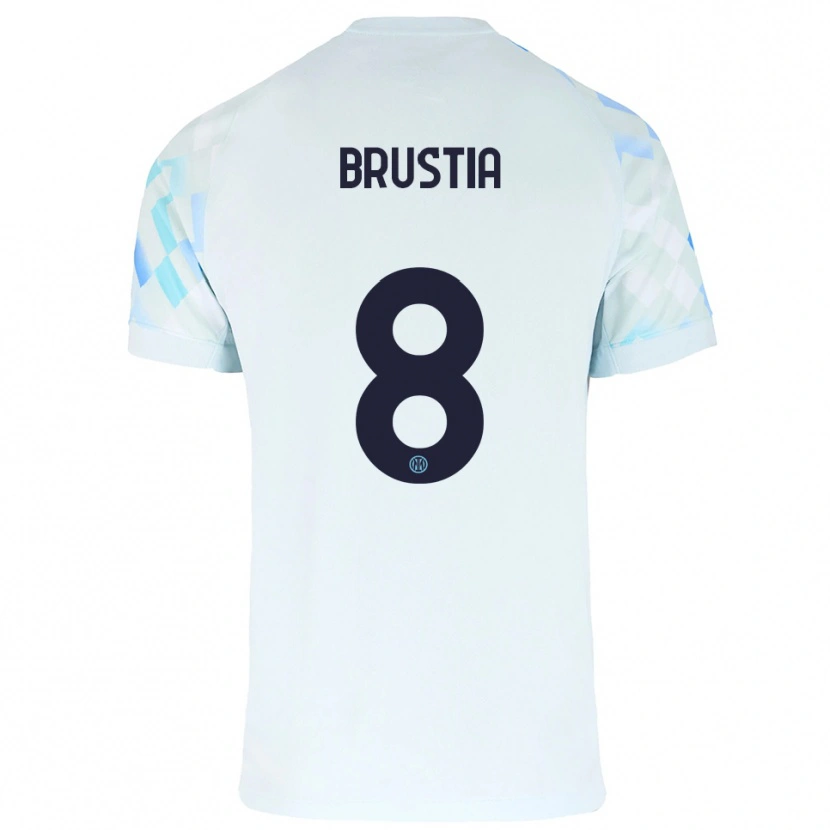 Danxen Criança Camisola Martina Brustia #8 Branco Azul Alternativa 2025/26 Camisa