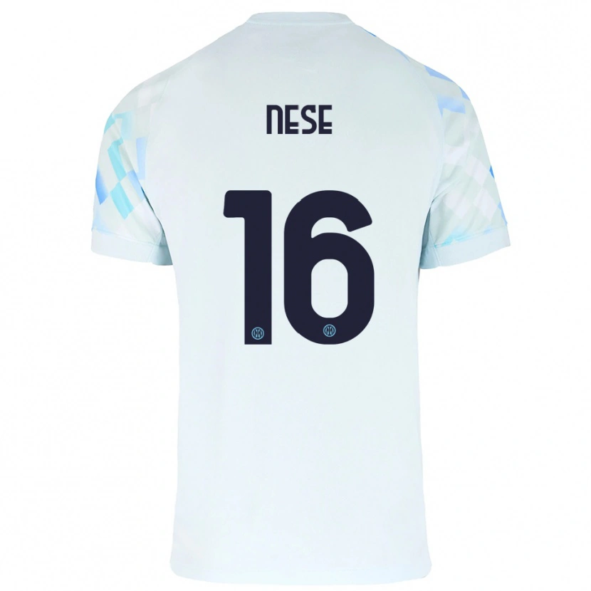 Danxen Criança Camisola Alessio Nese #16 Branco Azul Alternativa 2025/26 Camisa