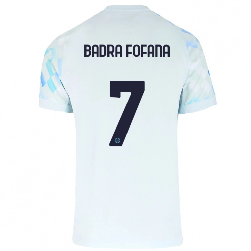 Danxen Criança Camisola Aliou Badra Fofana #7 Branco Azul Alternativa 2025/26 Camisa