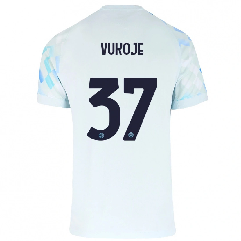 Danxen Criança Camisola Andrija Vukoje #37 Branco Azul Alternativa 2025/26 Camisa