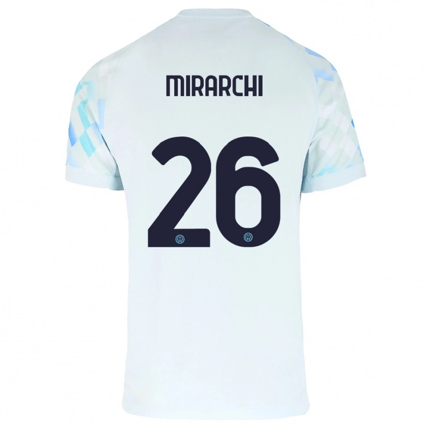 Danxen Criança Camisola Mattia Mirarchi #26 Branco Azul Alternativa 2025/26 Camisa