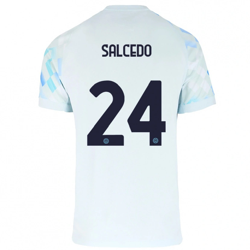 Danxen Criança Camisola Eddie Salcedo #24 Branco Azul Alternativa 2025/26 Camisa