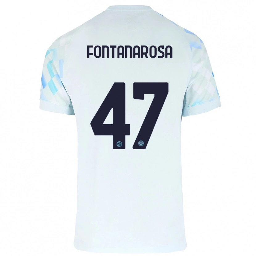 Danxen Criança Camisola Alessandro Fontanarosa #47 Branco Azul Alternativa 2025/26 Camisa