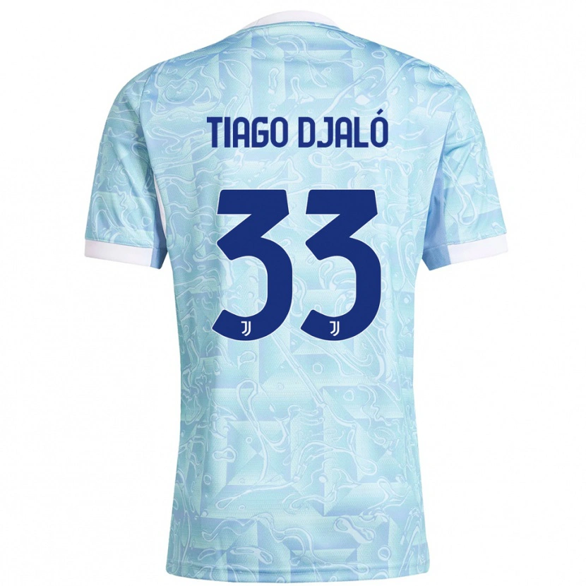 Danxen Criança Camisola Tiago Djaló #33 Azul Celeste Amarelo Alternativa 2025/26 Camisa
