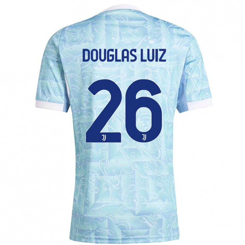 Danxen Criança Camisola Douglas Luiz #26 Azul Celeste Amarelo Alternativa 2025/26 Camisa